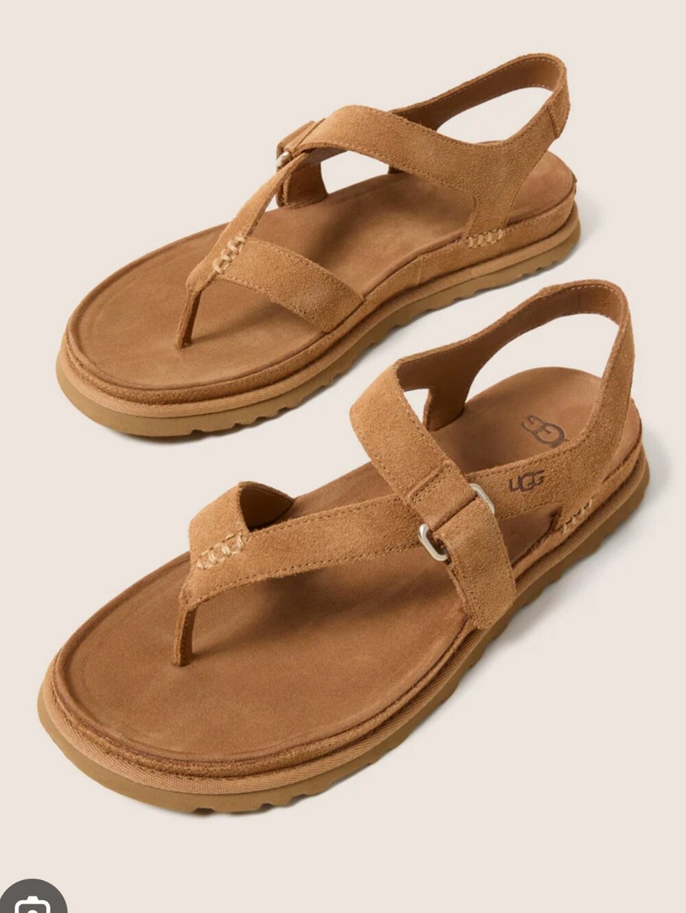 UGG GoldenGaze Toe Post Sandal Chestnut Brown Suede Leather Women’s Size 9